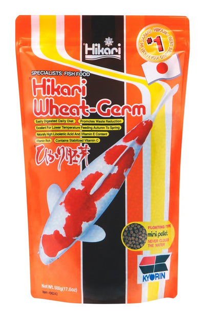 Hikari USA Wheat-Germ Floating Pellet Fish Food for Koi, Goldfish and Other Pond Fishes 1ea/17.6 oz, Mini