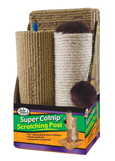 Four Paws Super Catnip Cat Scratching Post, Sisal and Carpet Scratching Post Brown 1ea/21 in Tall