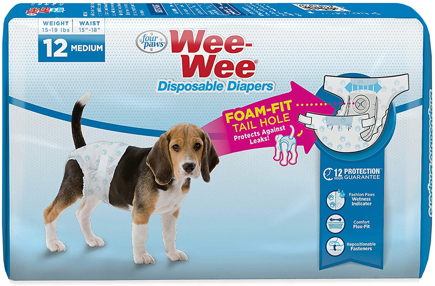 Four Paws Wee-Wee Disposable Dog Diapers Diaper 1ea/Medium( 12 ct)