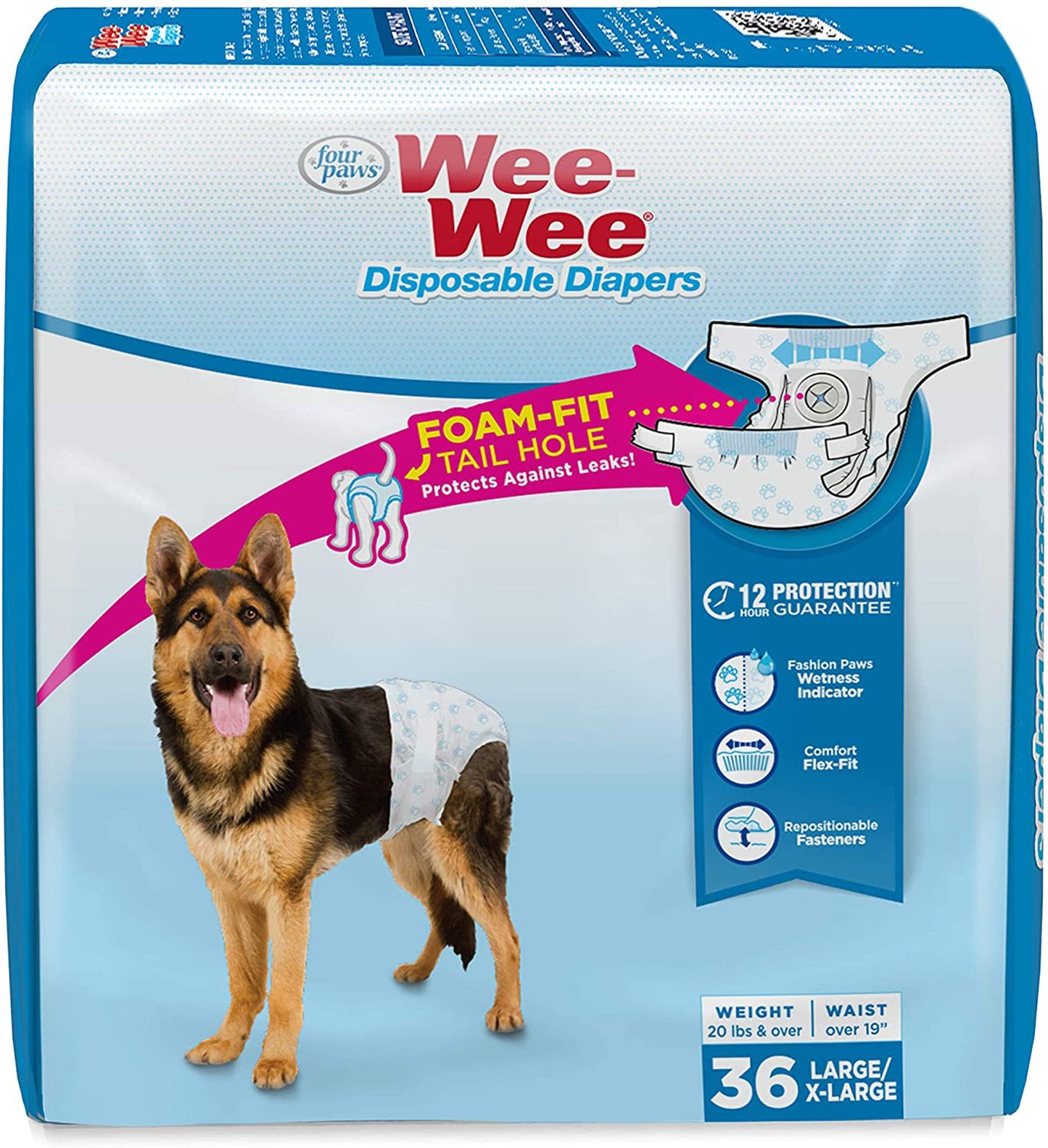 Four Paws Wee-Wee Disposable Dog Diapers Diaper 1ea/Large/XL (36 ct)