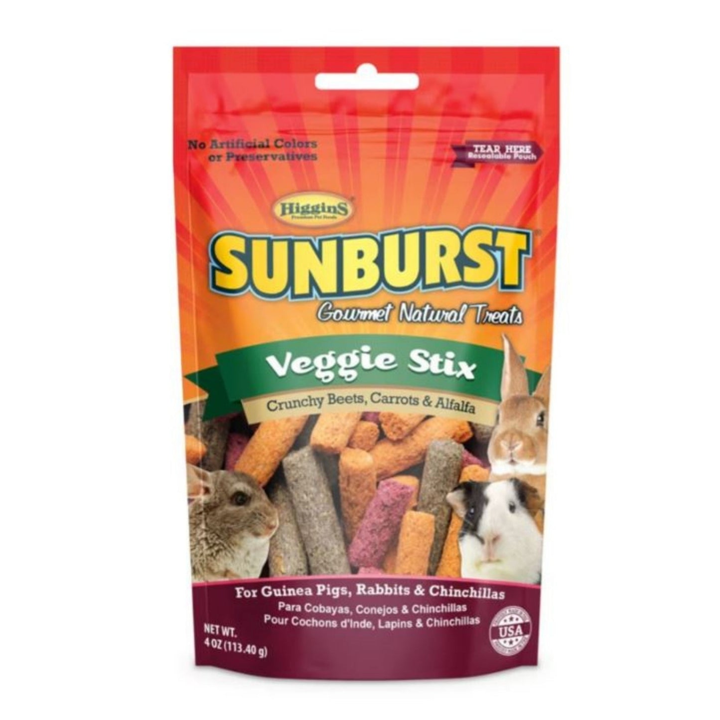 Sunburst Gourmet Natural Small Animal Treat Veggie Stix 4oz.