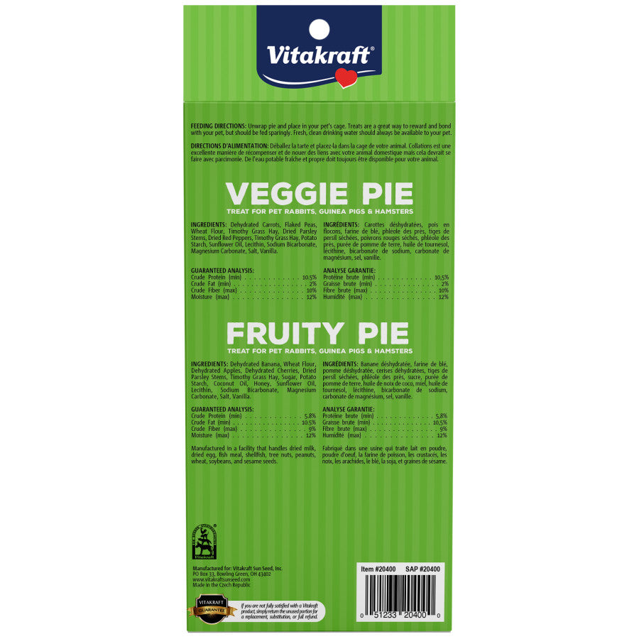 Vitakraft Veggie Pie & Fruity Pie Small Animal Treat 1ea/1.27 oz