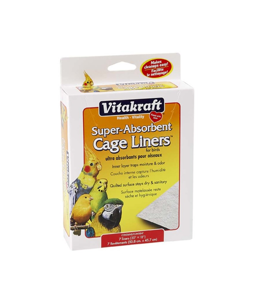 Vitakraft Super-Absorbent Cage Liners for Birds White 1ea/20 In X 18 in, 7 ct