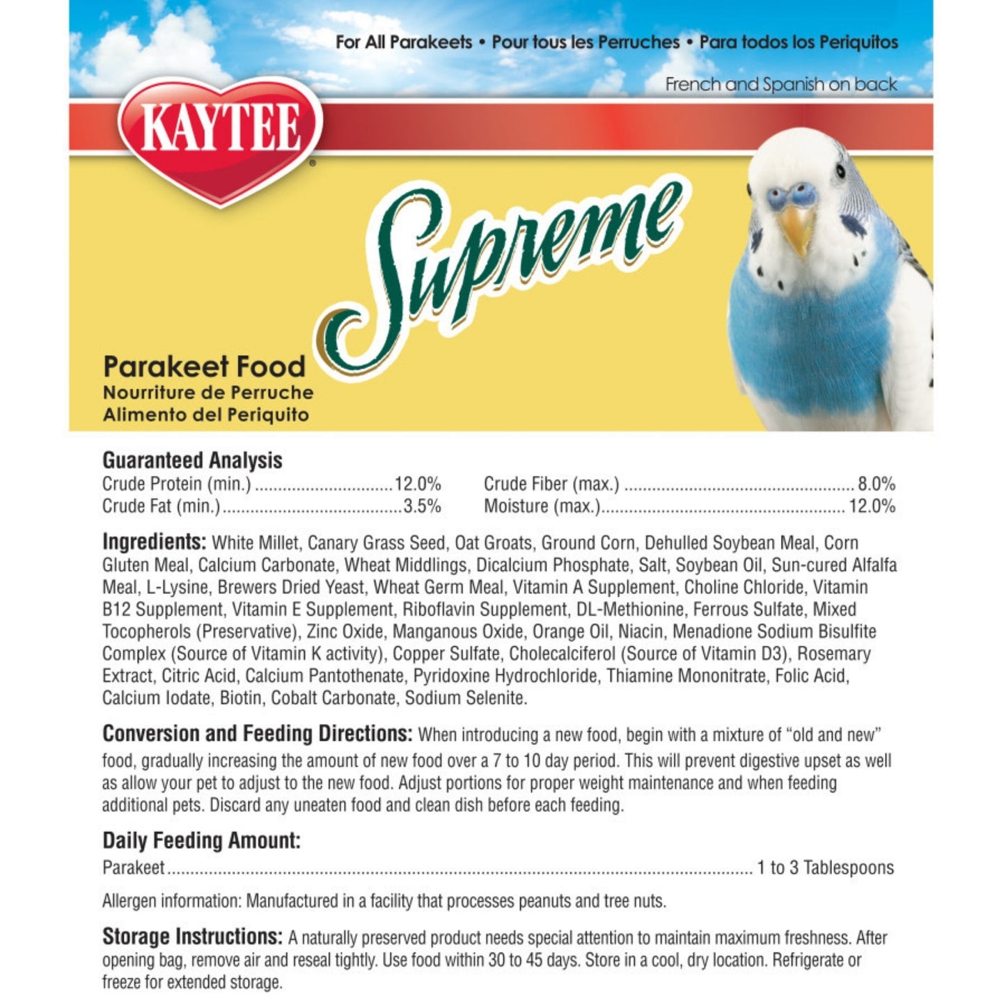 Kaytee Supreme Parakeet Food 1ea/20 lb
