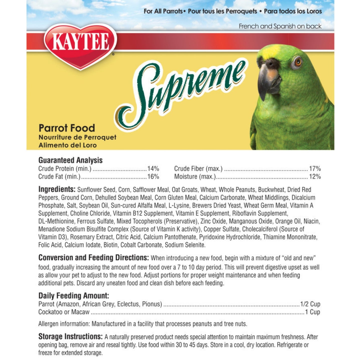 Kaytee Supreme Parrot Food 1ea/20 lb