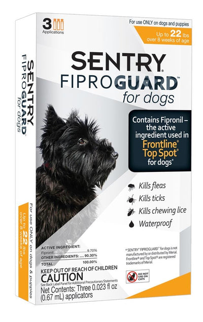 SENTRY FiproGuard Dog Flea & Tick Squeeze-on 1ea/0.069 fl oz, 3 ct