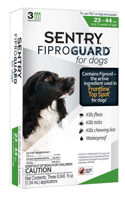 SENTRY FiproGuard Dog Flea & Tick Squeeze-on 1ea/0.135 fl oz, 3 ct