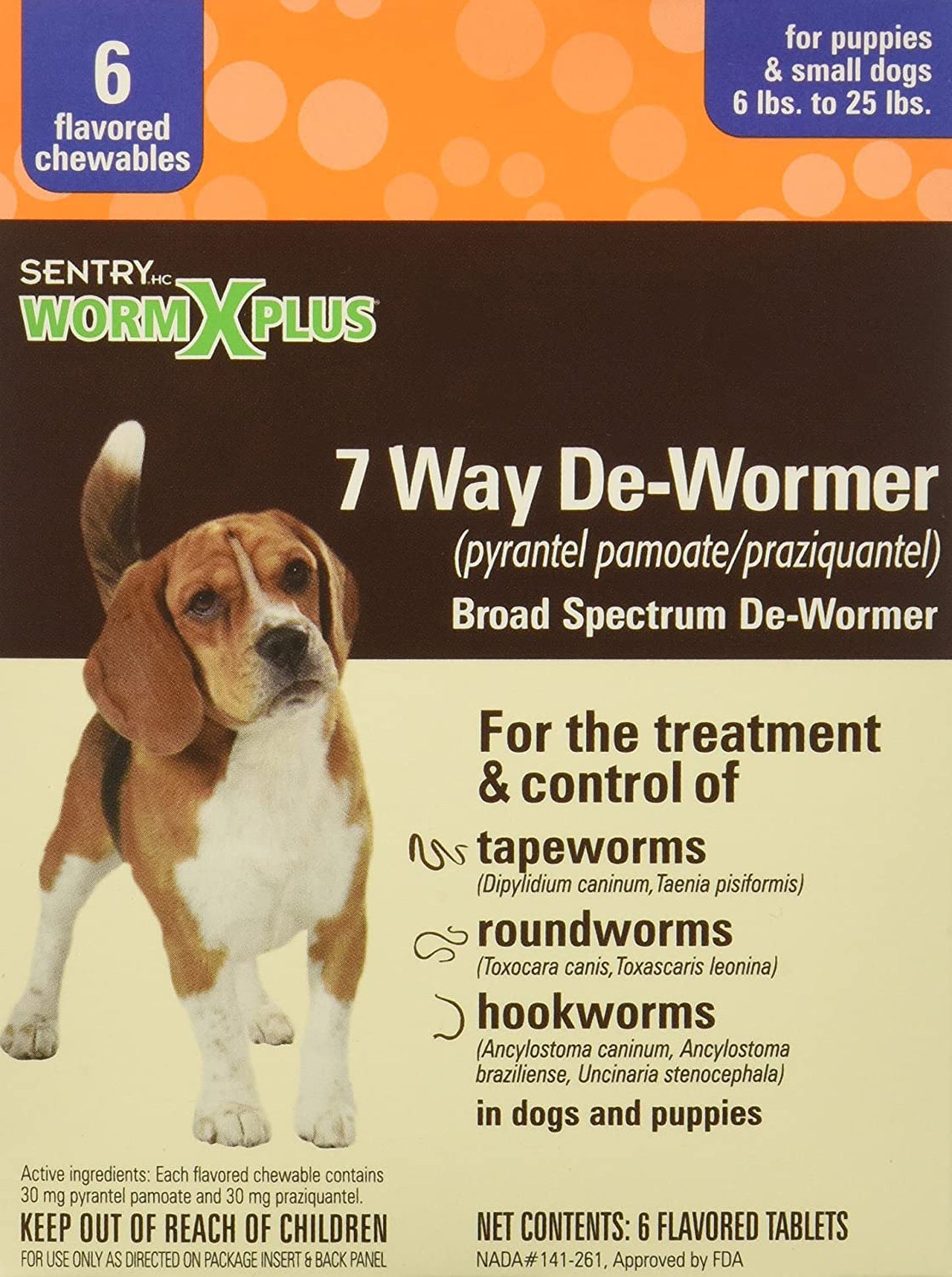 SENTRY Worm X Plus 7 Way De-Wormer for Small Dogs 1ea/6 ct