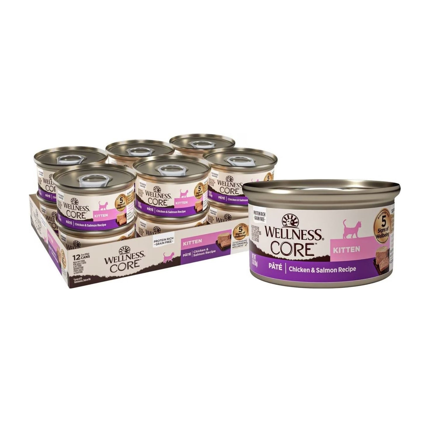 Wellness Core Cat Kitten Chicken Salmon Grain-free Pate 3oz. (Case of 12)