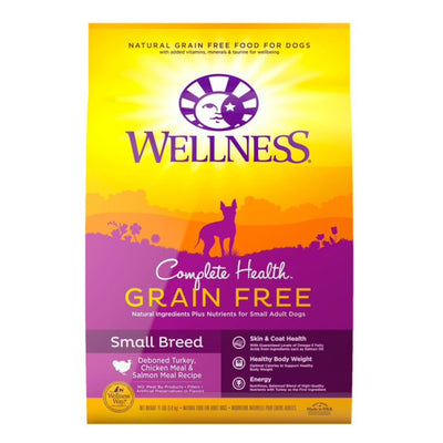 Wellness Dog Grain Free Small Breed 11Lb Turkey Chicken Salmon Complete Health