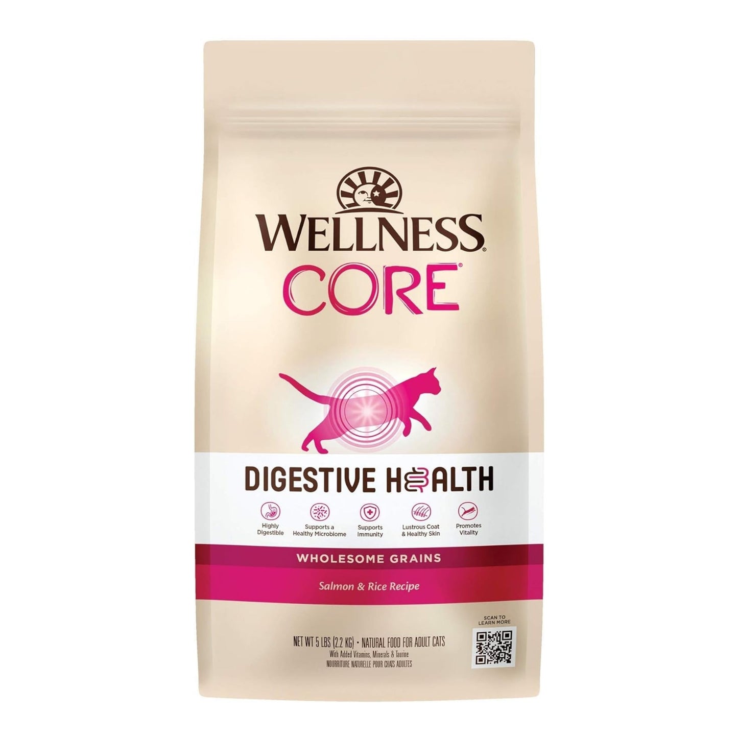 Wellness Cat Core Digestive Health Salmon Rice Receipe 5Lb