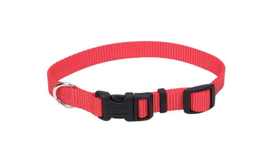 Coastal Adjustable Nylon Dog Collar with Plastic Buckle Red 1ea/5/8 In X 10-14 in