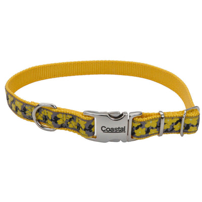 Ribbon Adjustable Nylon Dog Collar with Metal Buckle Yellow 1ea/5/8 In X 12-18 in