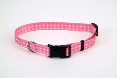 Styles Adjustable Dog Collar Pink Dots 1ea/1In X 18-26 in