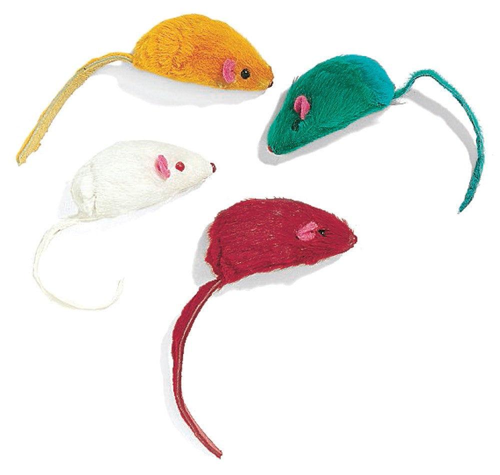 Ethical Pet Plush Mice Asstd Colors 4 Pack