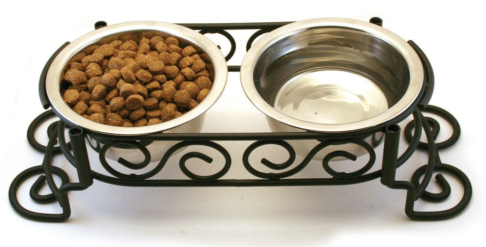 Spot Mediterranean Double Diner Dog Bowl Silver 1ea/1 pt