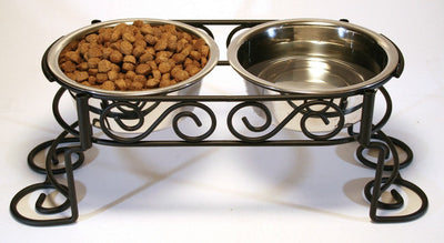 Spot Mediterranean Double Diner Dog Bowl Silver 1ea/1 qt