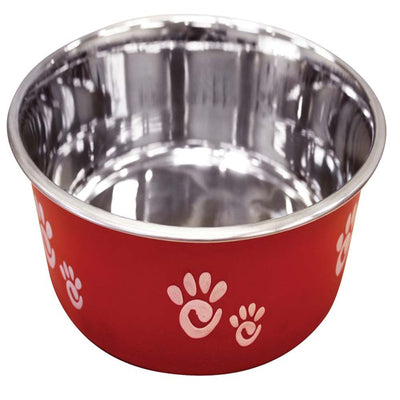 Spot Barcelona Stainless Steel Paw Print Dog Bowl Raspberry 1ea/64 oz