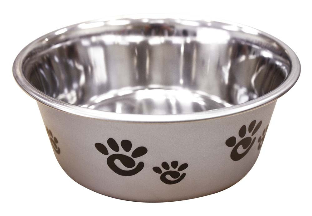 Spot Barcelona Stainless Steel Paw Print Dog Bowl Silver 1ea/32 oz