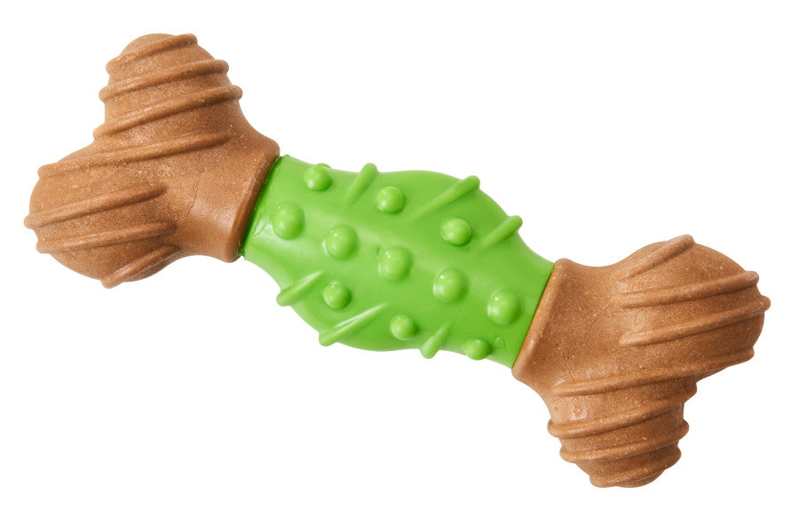 Bam-Bone Dental Bone Dog Toy Green/Brown 1ea/7 in