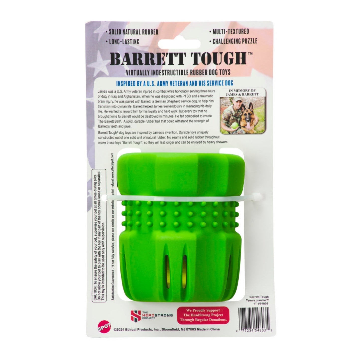 Spot Barrett Tough Tennis Jumble Dog Toy Green, Green, 1ea/LG