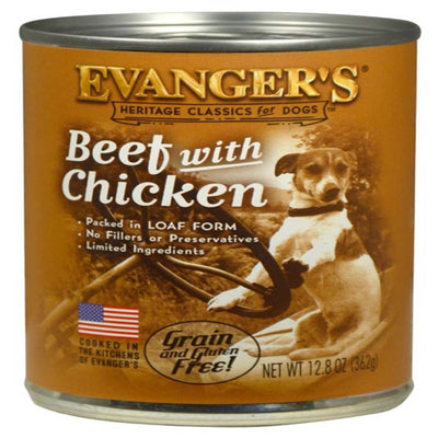 Evanger's Heritage Classic Wet Dog Food Beef w/Chicken 12.8oz. (Case of 12)