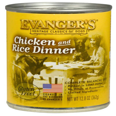 Evanger's Heritage Classic Wet Dog Food Chicken & Rice 12.8oz. (Case of 12)