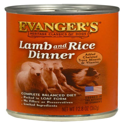Evanger's Heritage Classic Wet Dog Food Lamb & Rice 12.8oz. (Case of 12)