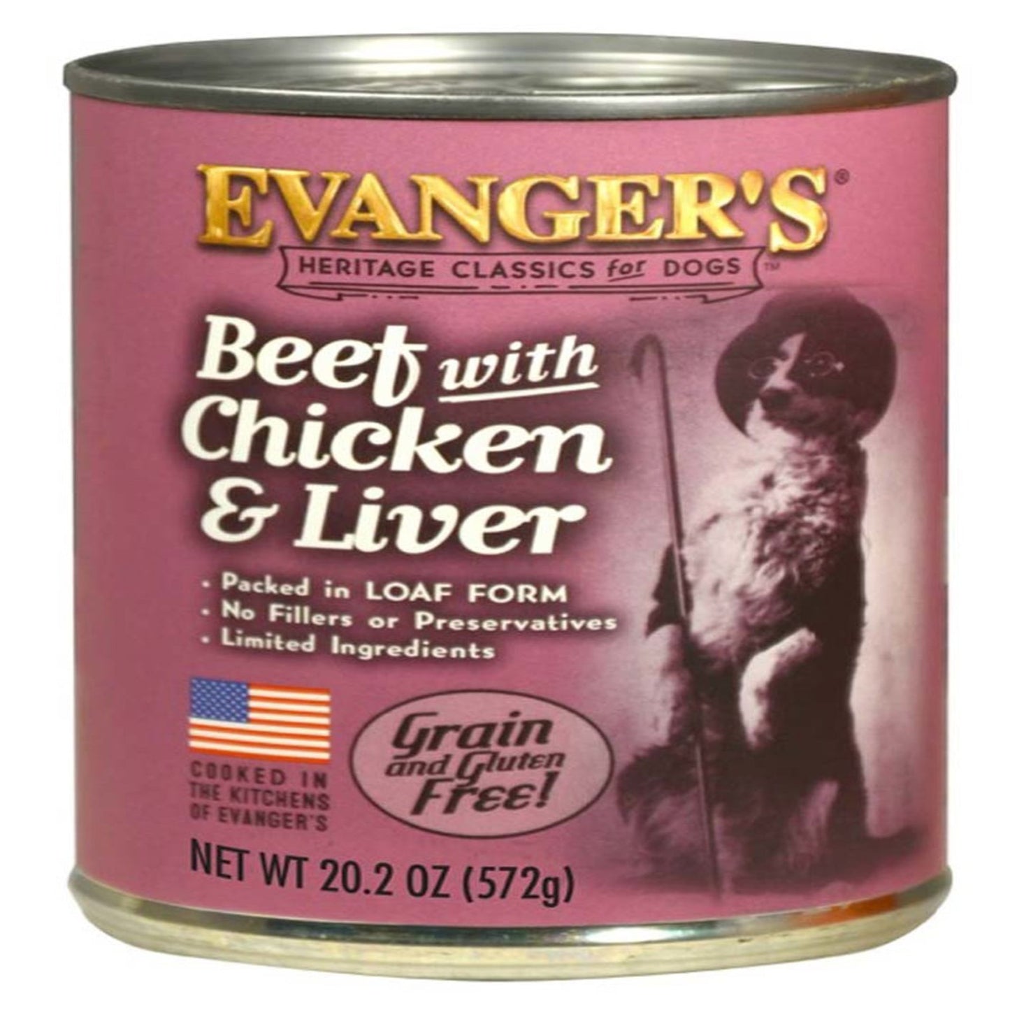 Evanger's Heritage Classic Wet Dog Food Beef, Chicken & Liver 20.2oz. (Case of 12)