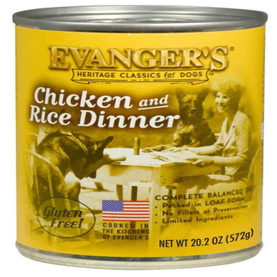 Evanger's Heritage Classic Wet Dog Food Chicken & Rice 20.2oz. (Case of 12)