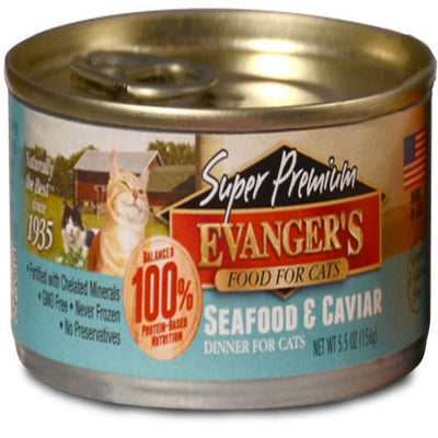 Evanger's Super Premium Wet Cat Food Seafood & Caviar 24ea/5.5 oz, 24 pk