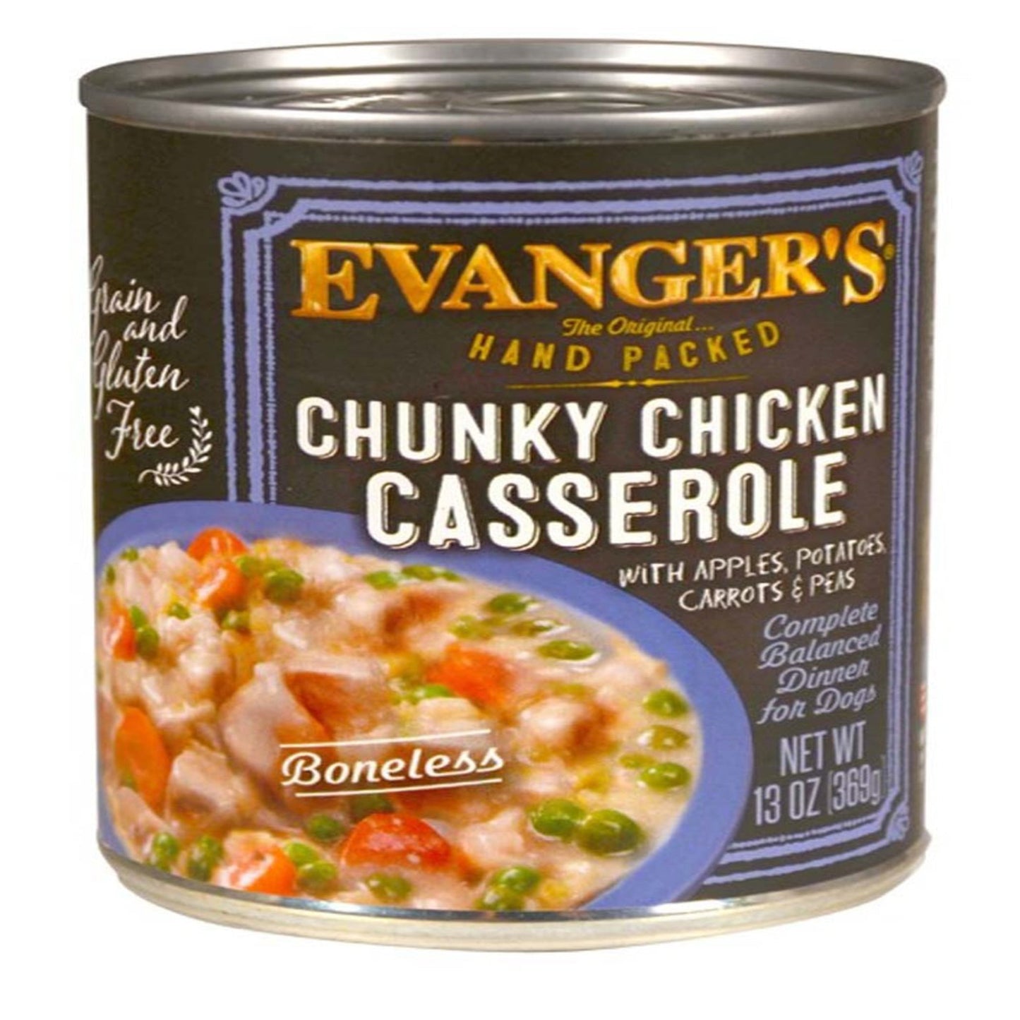 Evanger's Hand Packed Wet Dog Food Chunky Chicken Casserole12oz. (Case of 12)