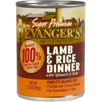 Evanger's Super Premium Wet Dog Food Lamb & Rice 12.8oz. (Case of 12)