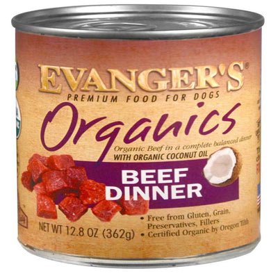 Evanger's Organics Wet Dog Food Beef 12.8oz. (Case of 12)