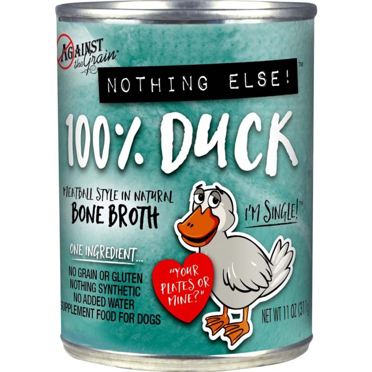 Against the Grain Nothing Else 100% One Ingredient Adult Wet Dog Food Duck, 11oz. (Case of 12)