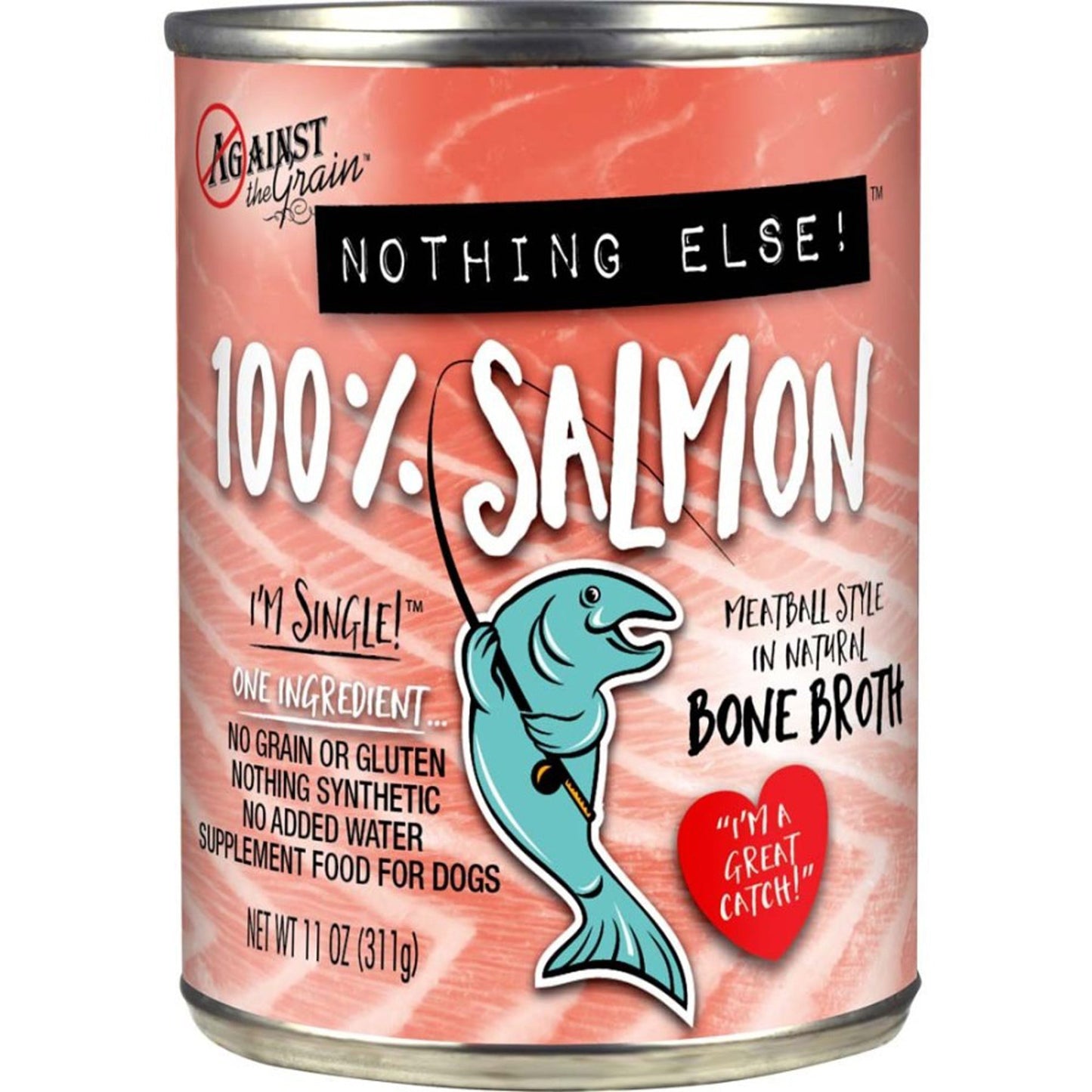 Against the Grain Nothing Else 100% One Ingredient Adult Wet Dog Food Salmon, 11oz. (Case of 12)
