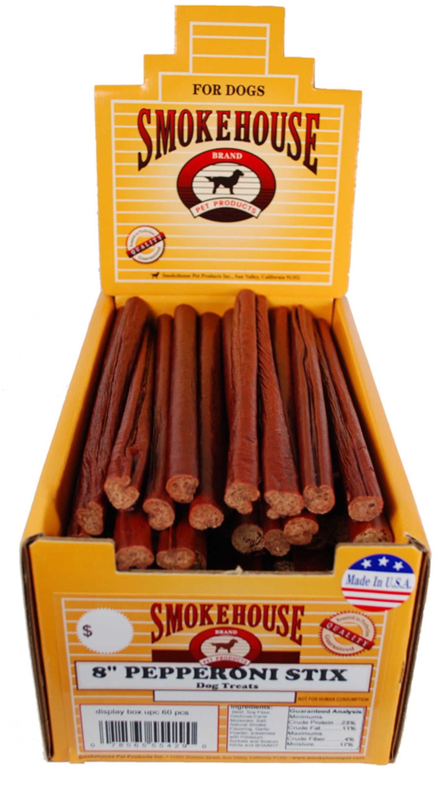 Smokehouse USA Made Pepperoni Stix Dog Treats 60ea/8 in, 60 ct