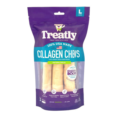 Treatly Collagen Chew Rolls Dog Treats Natural, 1ea/LG, 3 pk