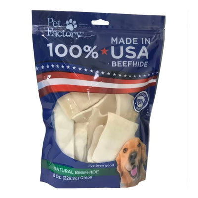 Pet Factory 100% Made in USA Beefhide Chips Natural 8oz.