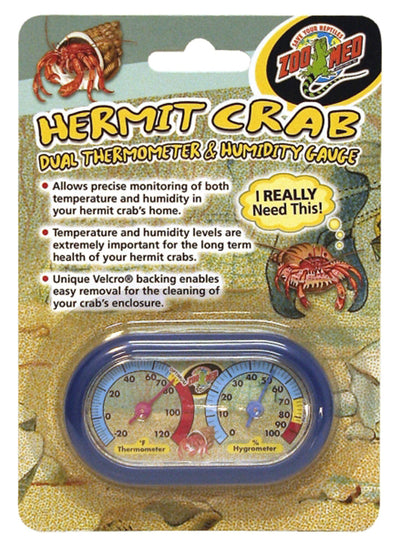 Zoo Med Hermit Crab Dual Thermometer & Humidity Gauge Assorted 1ea