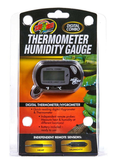 Zoo Med Digital Combo Thermometer Humidity Gauge Black 1ea