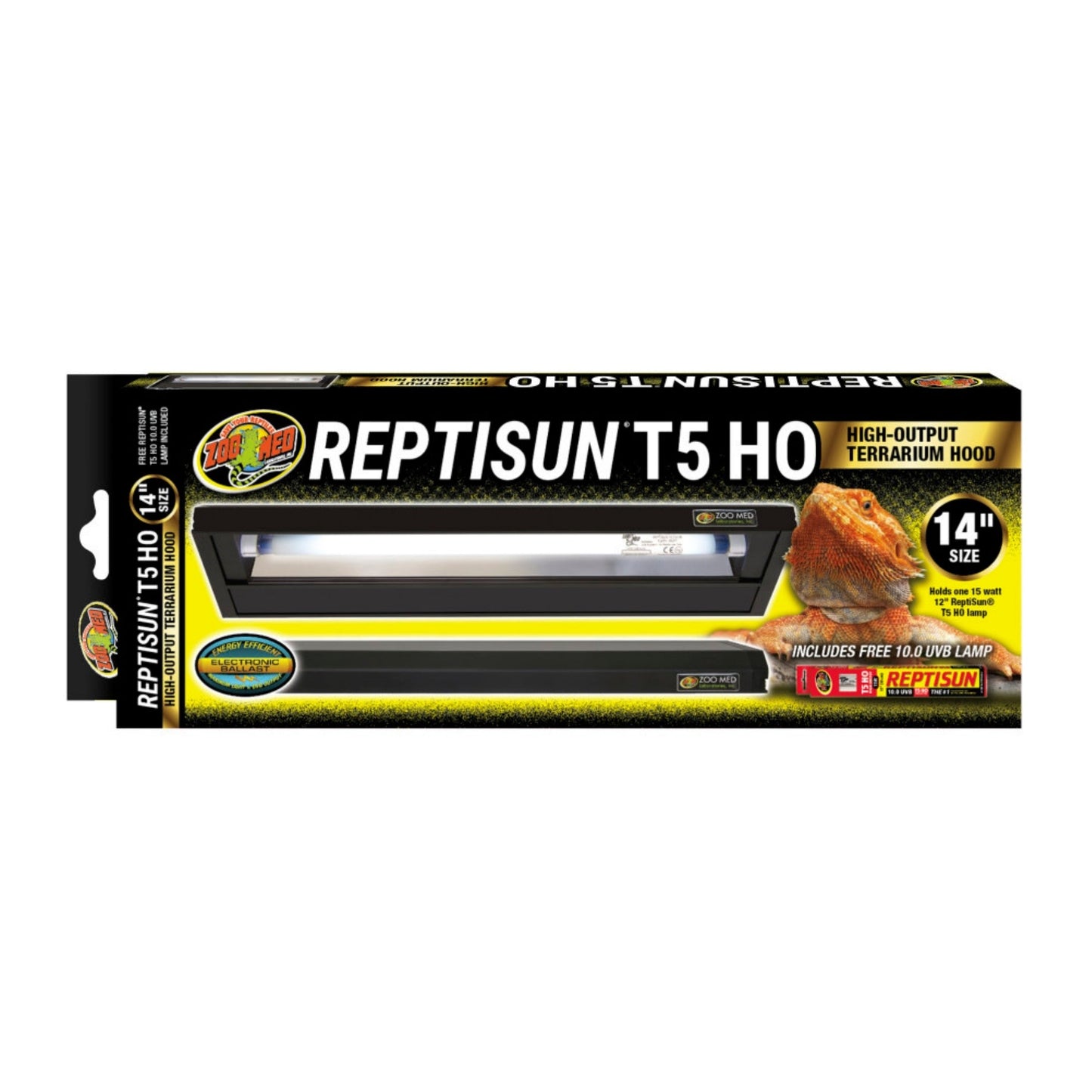 Zoo Med ReptiSun T5 HO Terrarium Hood w/ 10.0 Bulb 1ea/14 in