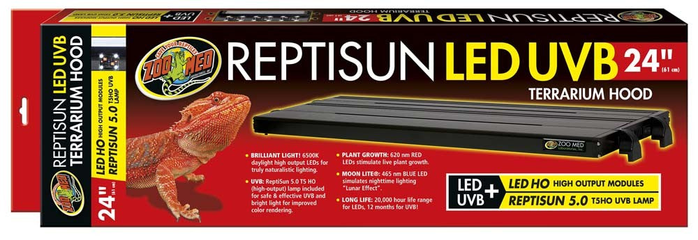 Zoo Med ReptiSun T5 LED UVB Terrarium Hood 1ea/24 in