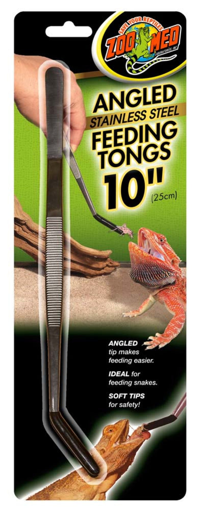Zoo Med Angled Stainless Steel Feeding Tong Black, Silver 1ea/10 in