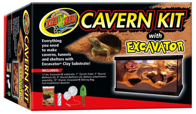 Zoo Med Cavern Kit with Excavator Clay Burrowing Substrate 1ea/12 lb