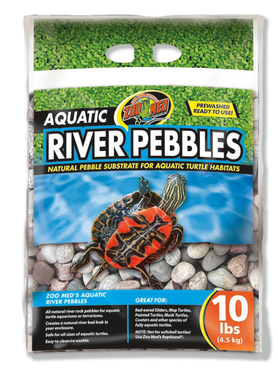 Zoo Med Aquatic River Pebble Substrate for Turtle Multi-Color 1ea/10 lb