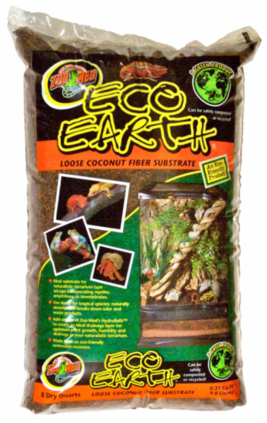 Zoo Med Eco Earth Coconut Fiber Substrate Brown 1ea/8 qt