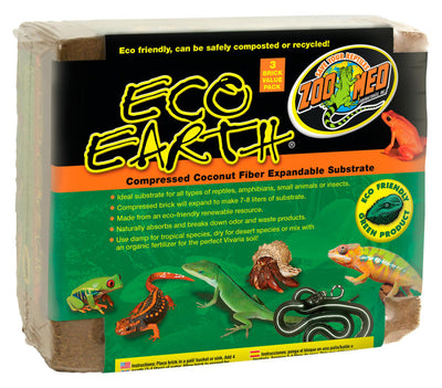 Zoo Med Eco Earth Coconut Fiber Substrate Brown 1ea/3 pk