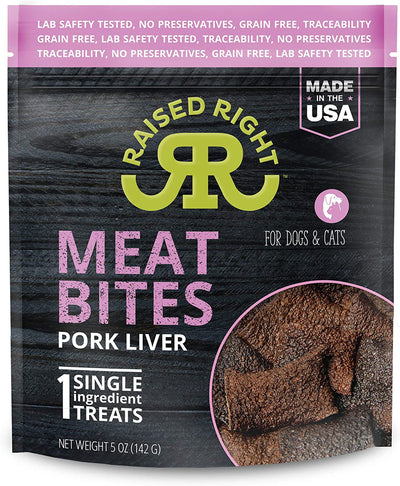 Raised Right Dog Cat Meat Bites Pork 5oz. (Case of 6)