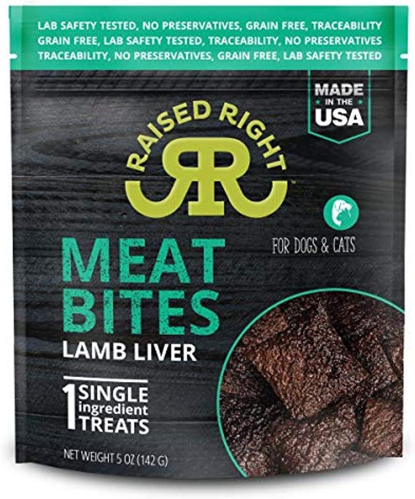 Raised Right Dog Cat Meaty Bites Lamb 5oz. (Case of 6)